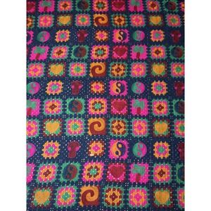 Magaschoni Throw Blanket Crochet Granny Square Yin Yang Mushrooms Boho‎ Colorful